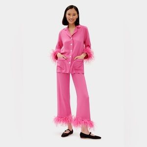 Sleeper size L Party Pajama with Detachable Feathers in Hot Pink